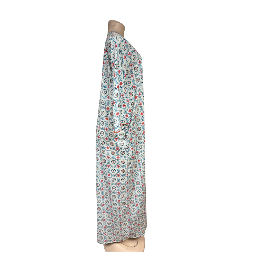 Modinza Cotton Jalabiya with Multicolor Floral Print – Relaxed Fit Homewear for Women
