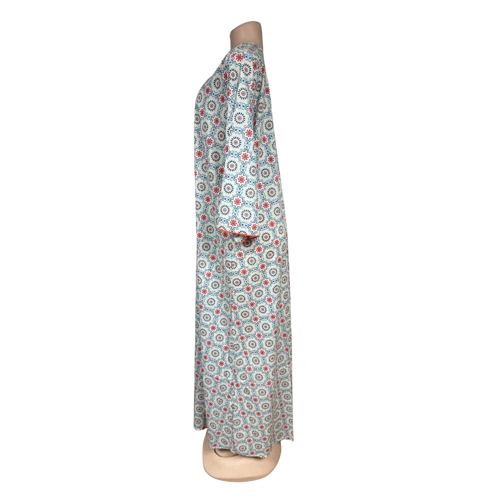 Modinza Cotton Jalabiya with Multicolor Floral Print – Relaxed Fit Homewear for Women