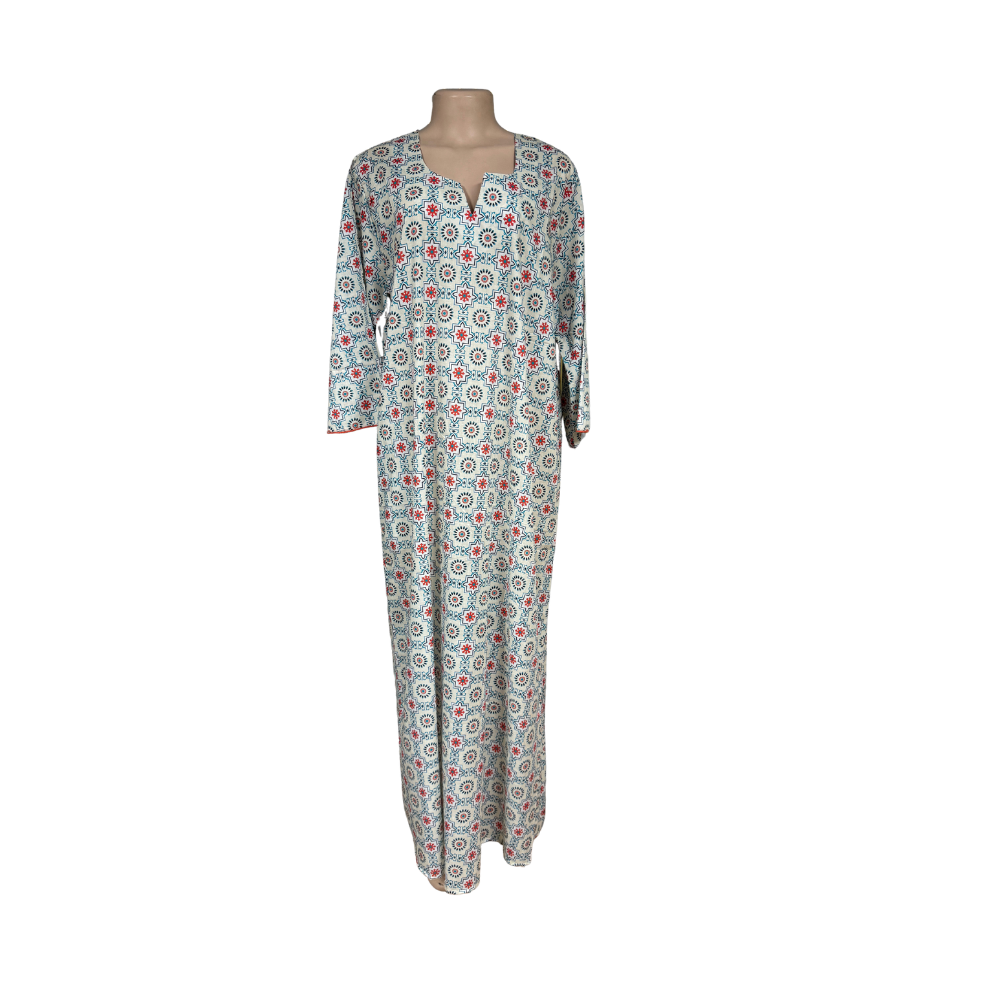 Modinza Cotton Jalabiya with Multicolor Floral Print – Relaxed Fit Homewear for Women