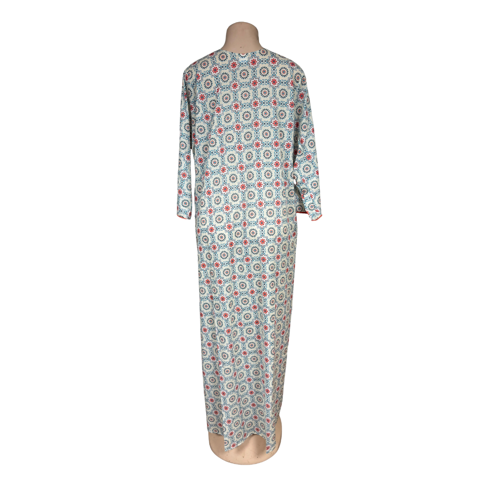 Modinza Cotton Jalabiya with Multicolor Floral Print – Relaxed Fit Homewear for Women
